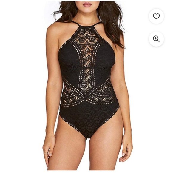 BECCA Other - Becca by Rebecca Virtue Women's Lace Rickrack High Neck One Piece Swimsuit Small